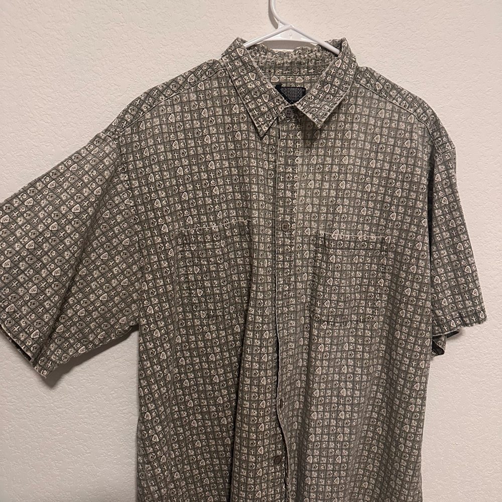 90s Brown/Olive/Gray Patterned Men's Shirt